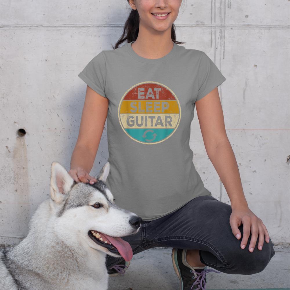 Funny Guitarist player Retro Vintage Eat Sleep Guitar Repeat T-Shirt