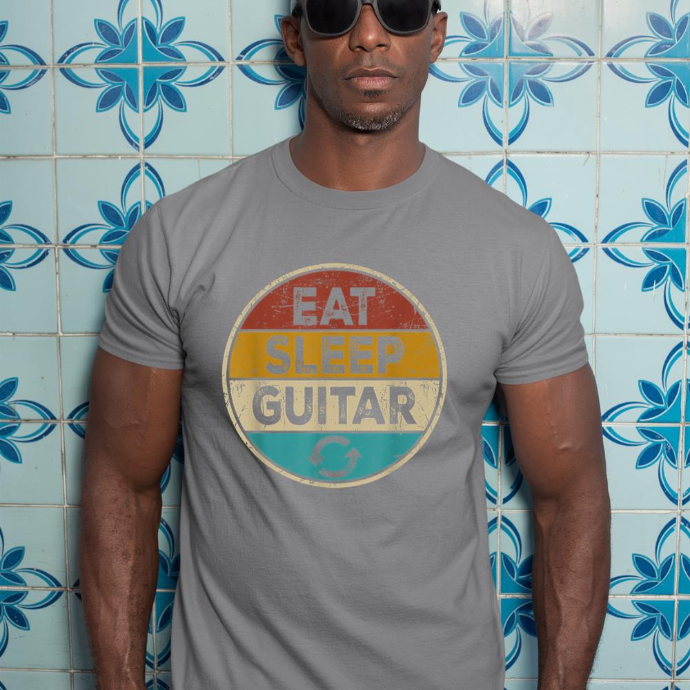 Funny Guitarist player Retro Vintage Eat Sleep Guitar Repeat T-Shirt