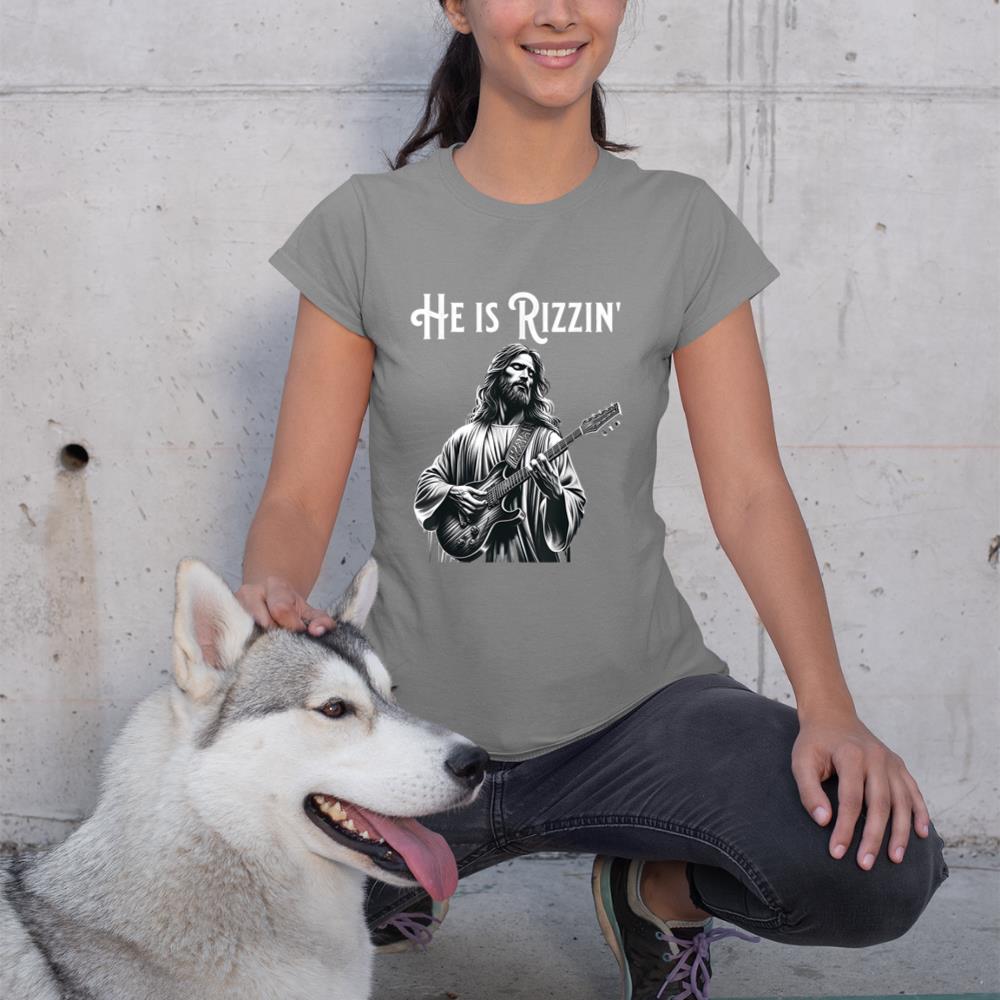 Funny Rizz Rif He is Rizzin Jesus Playing Guitar T-Shirt