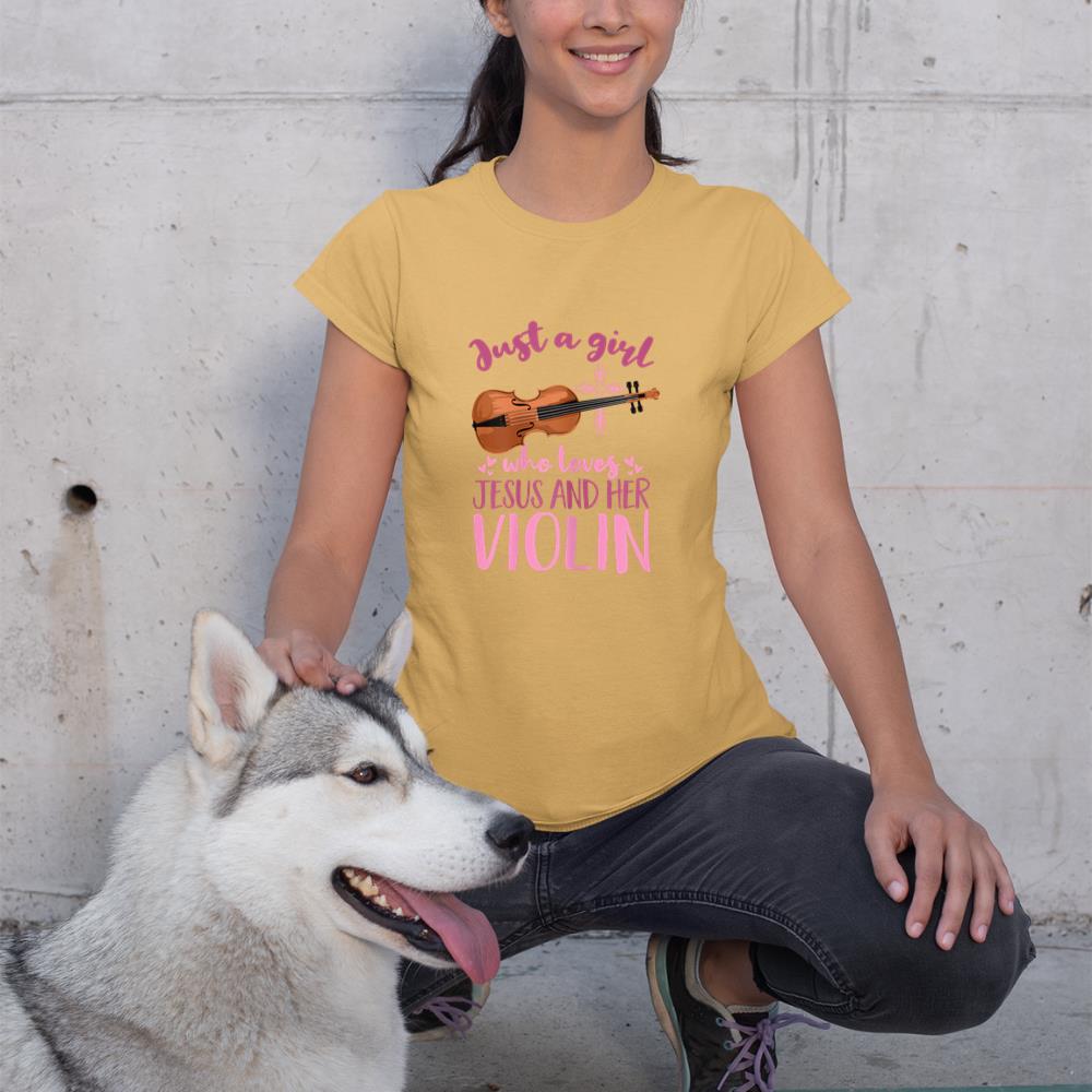 Funny Violinist Just A Girl Who Loves Jesus And Her Violin T-Shirt