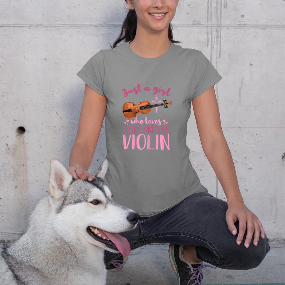 Funny Violinist Just A Girl Who Loves Jesus And Her Violin T-Shirt