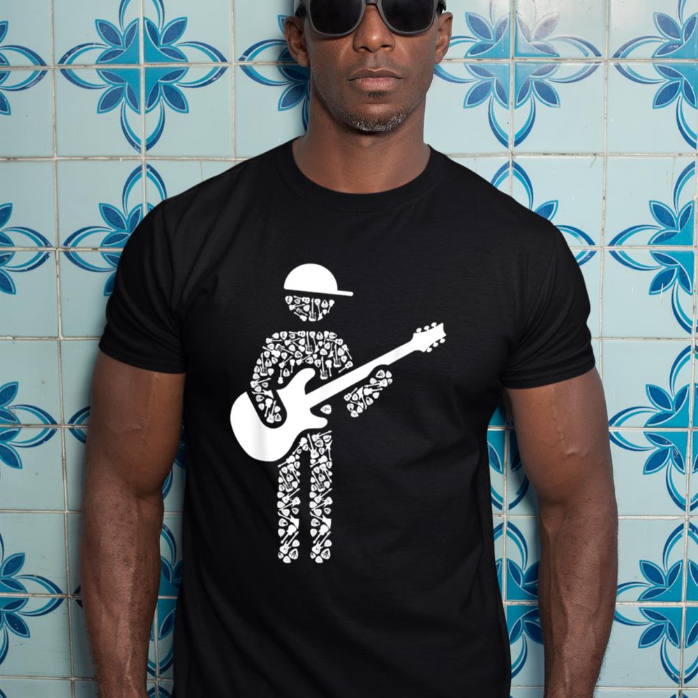 Guitarist Collage Silhouette Guitar Player Shirt  Guitar T-Shirt