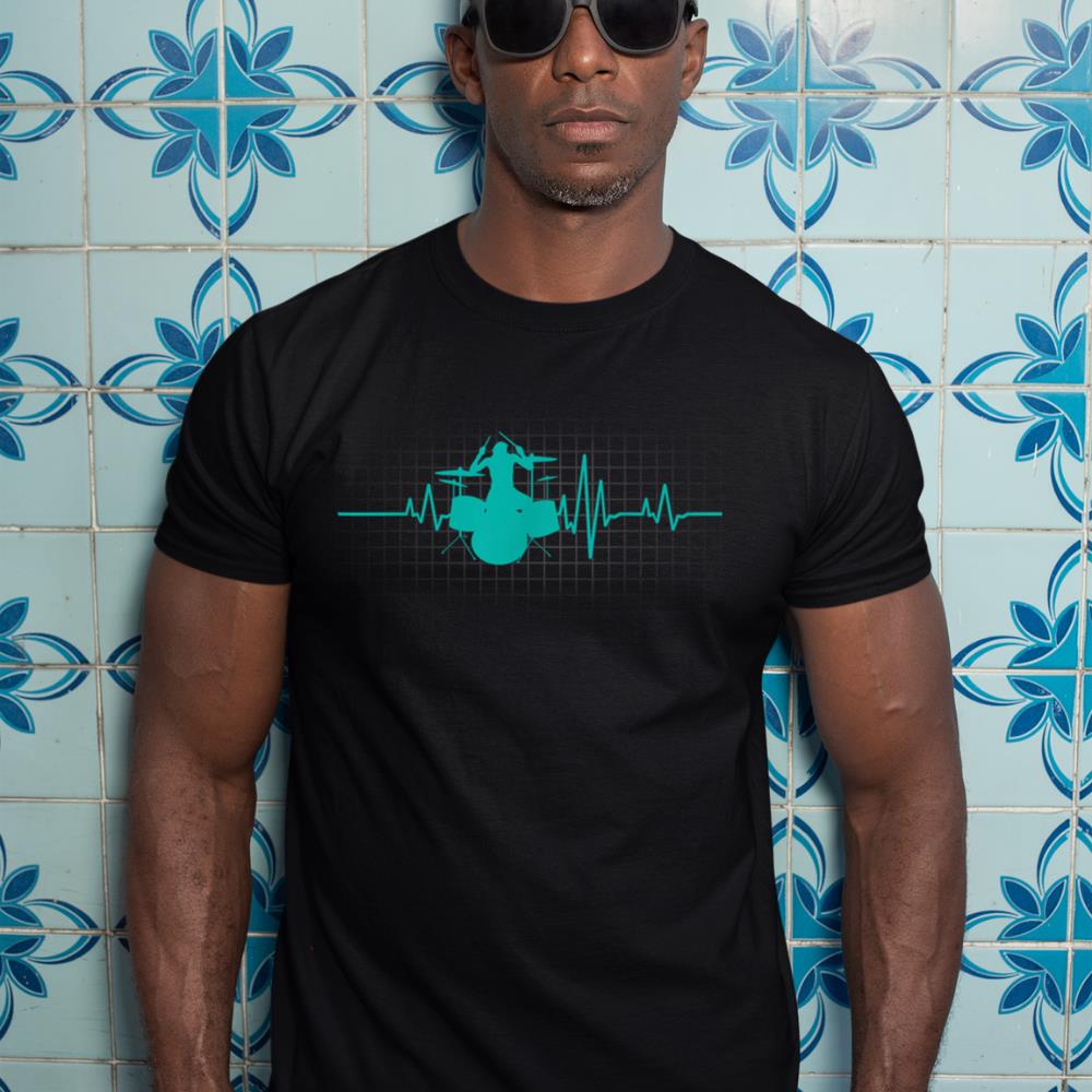 Heartbeat Drums T-Shirt for Drummer T-Shirt