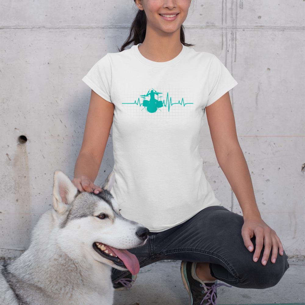 Heartbeat Drums T-Shirt for Drummer T-Shirt