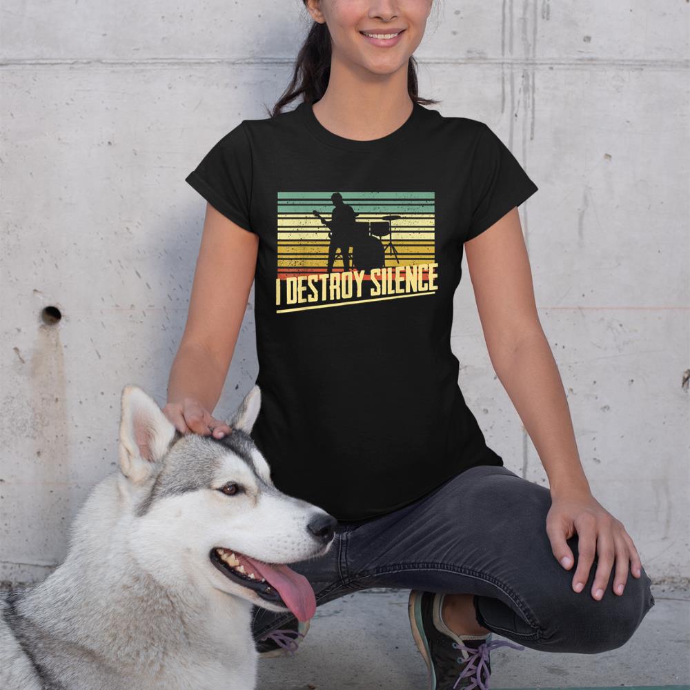 I Destroy Silence Drum Set Music Drumming Lovers Drums Play T-Shirt
