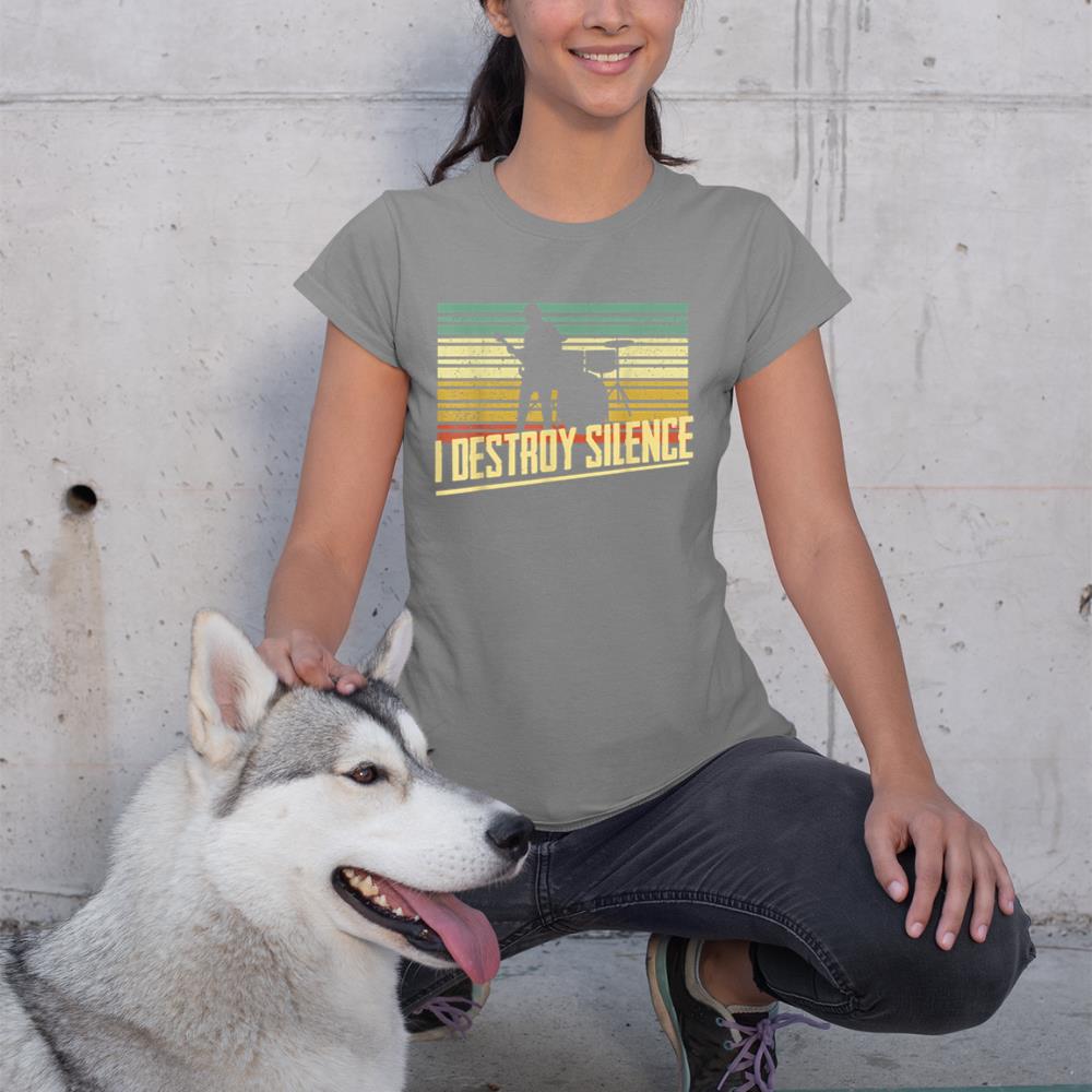 I Destroy Silence Drum Set Music Drumming Lovers Drums Play T-Shirt