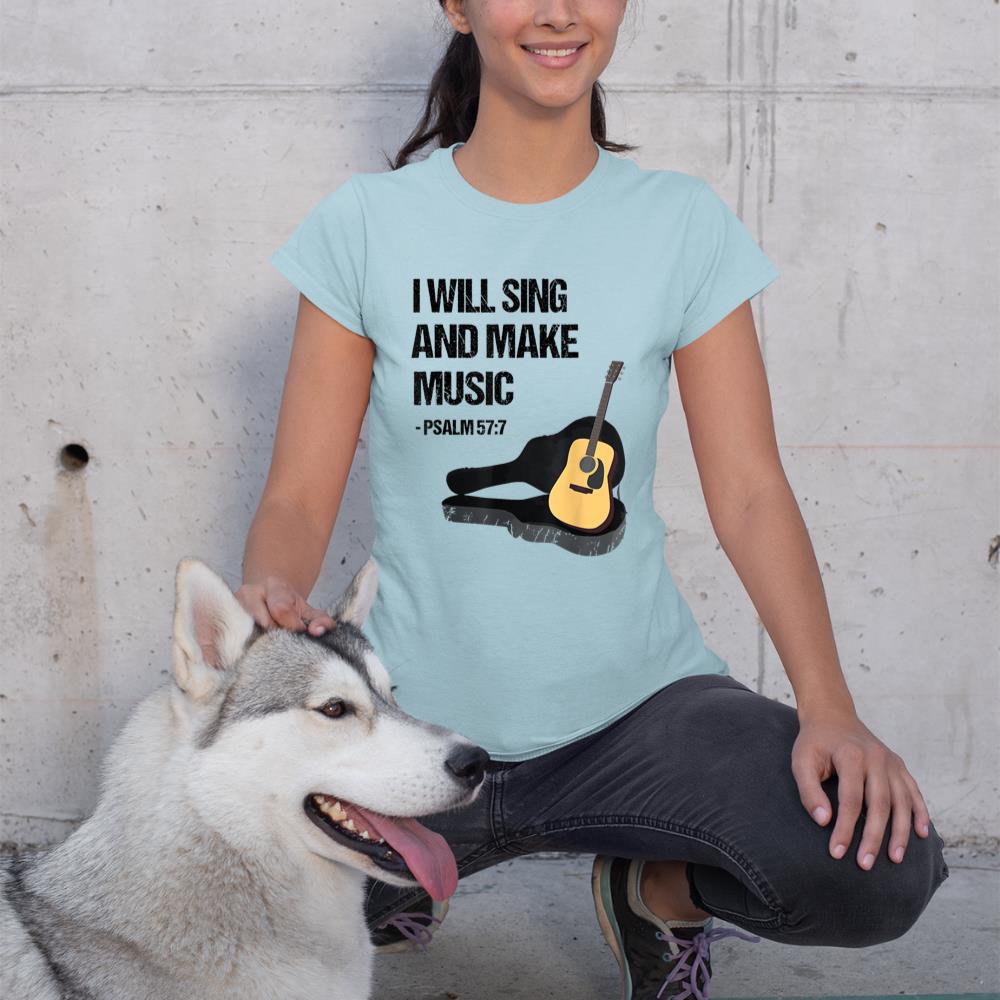 I Will Sing And Make Music Christian Guitar Player T-Shirt