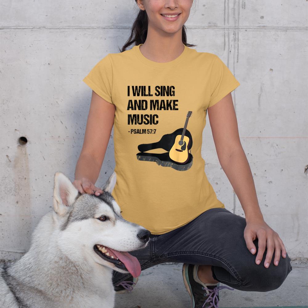 I Will Sing And Make Music Christian Guitar Player T-Shirt