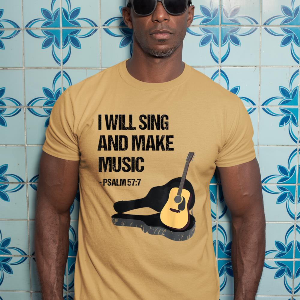 I Will Sing And Make Music Christian Guitar Player T-Shirt