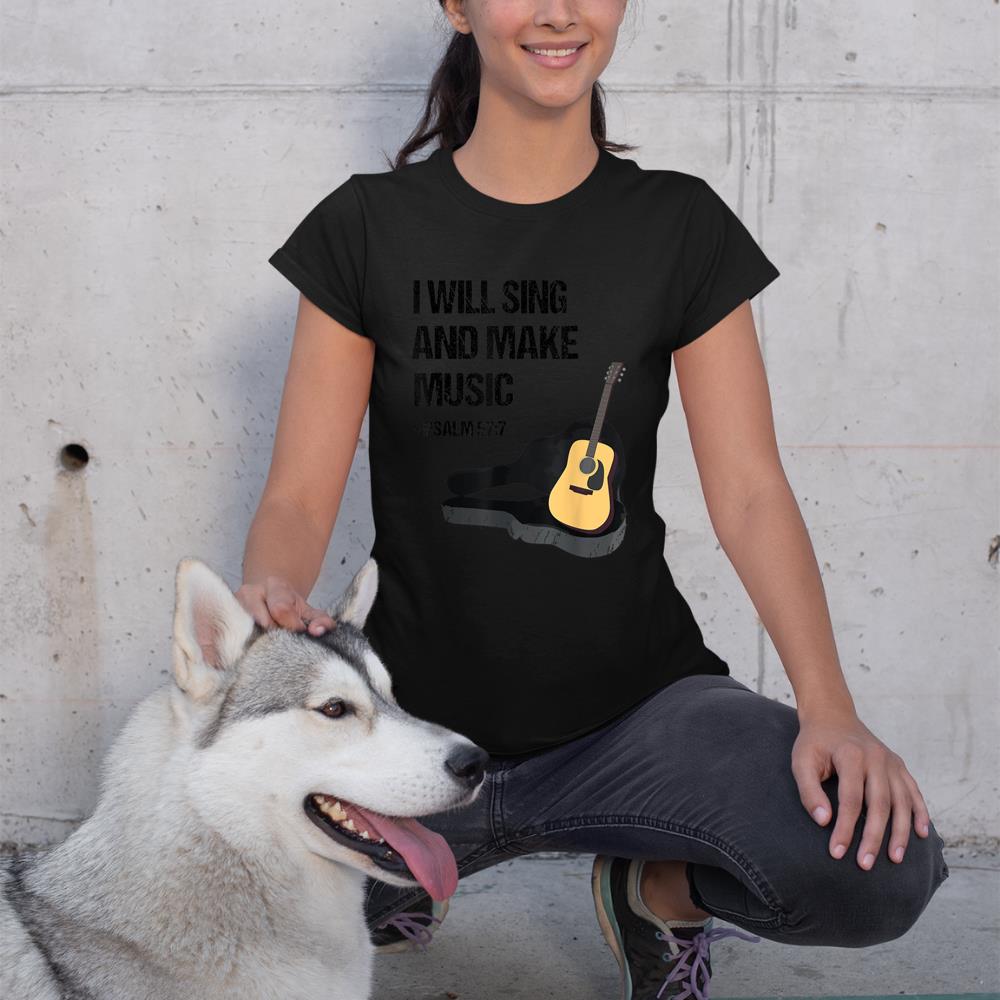 I Will Sing And Make Music Christian Guitar Player T-Shirt