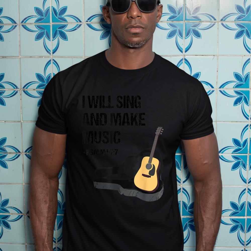I Will Sing And Make Music Christian Guitar Player T-Shirt