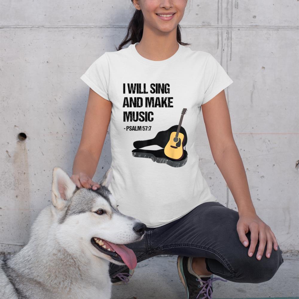 I Will Sing And Make Music Christian Guitar Player T-Shirt
