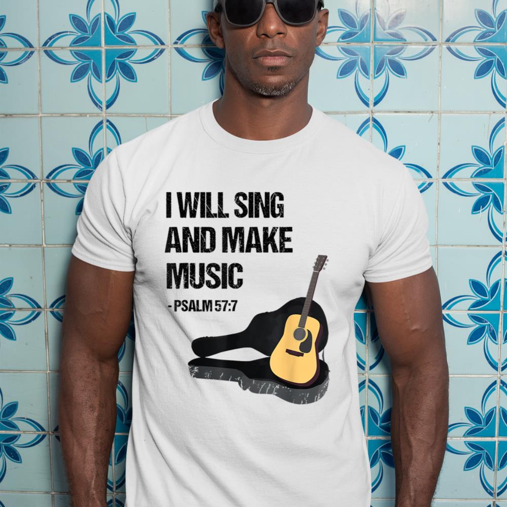I Will Sing And Make Music Christian Guitar Player T-Shirt