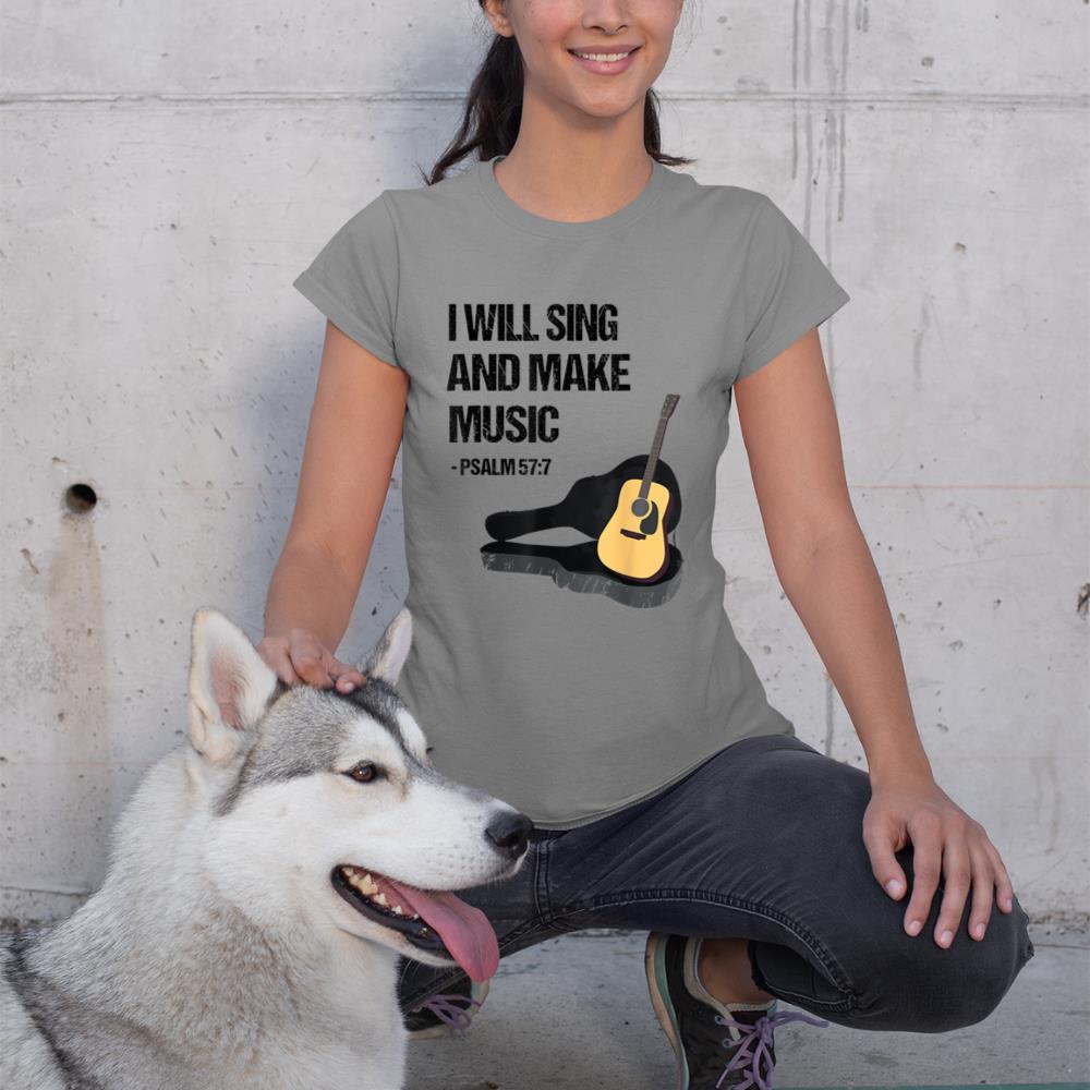 I Will Sing And Make Music Christian Guitar Player T-Shirt