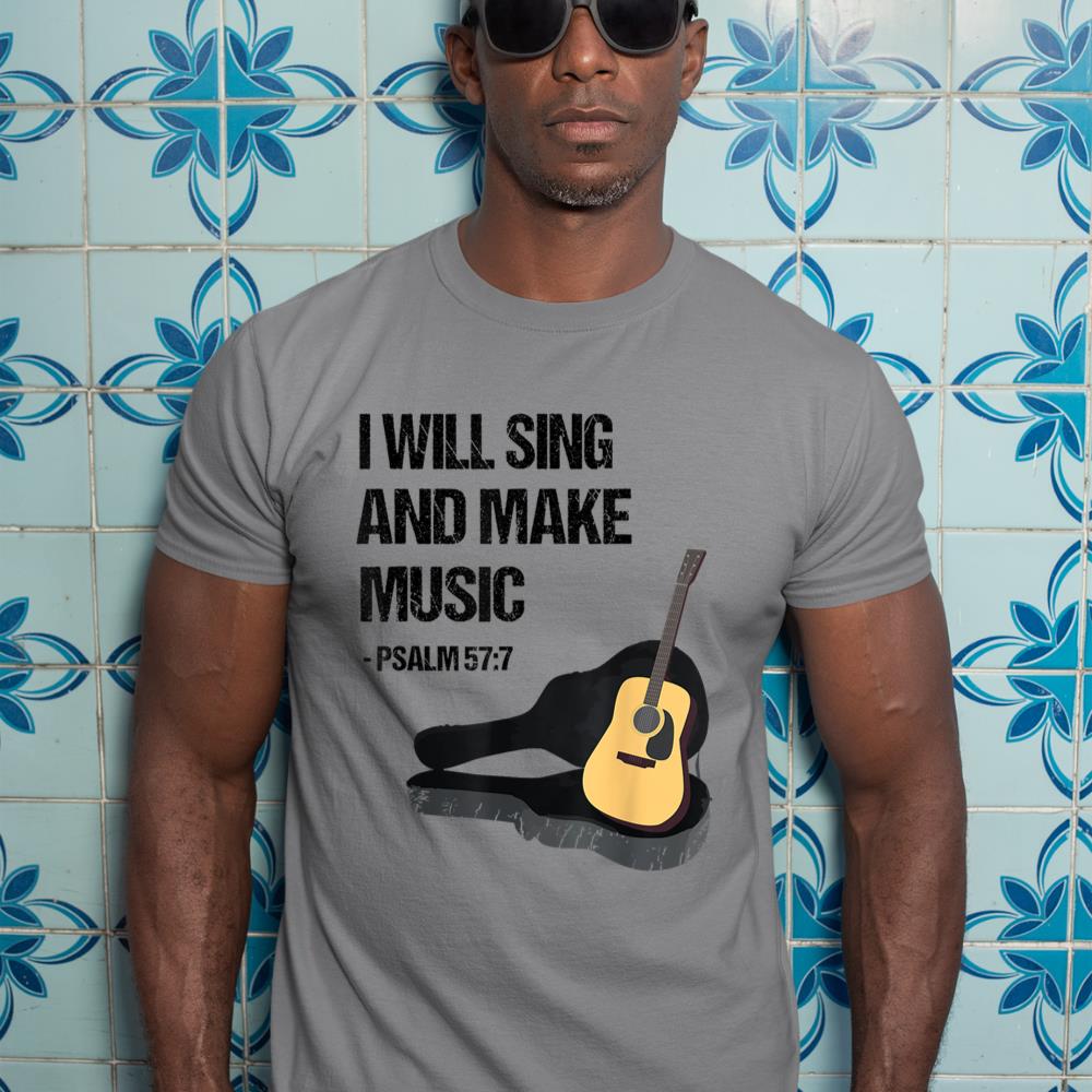 I Will Sing And Make Music Christian Guitar Player T-Shirt