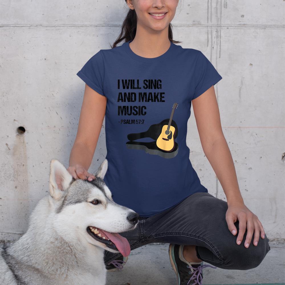 I Will Sing And Make Music Christian Guitar Player T-Shirt