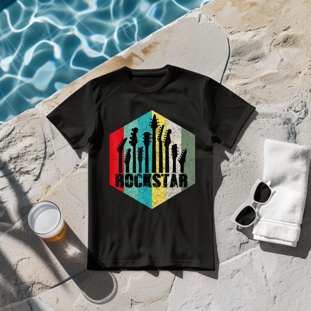 Kids Music Tshirt Rockstar Kids Tshirt Vintage Guitar Tshirt T-Shirt