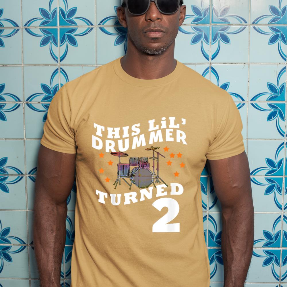Kids This Lilu2019 Drummer Turned 2 Two Year Old Kids Birthday T-Shirt