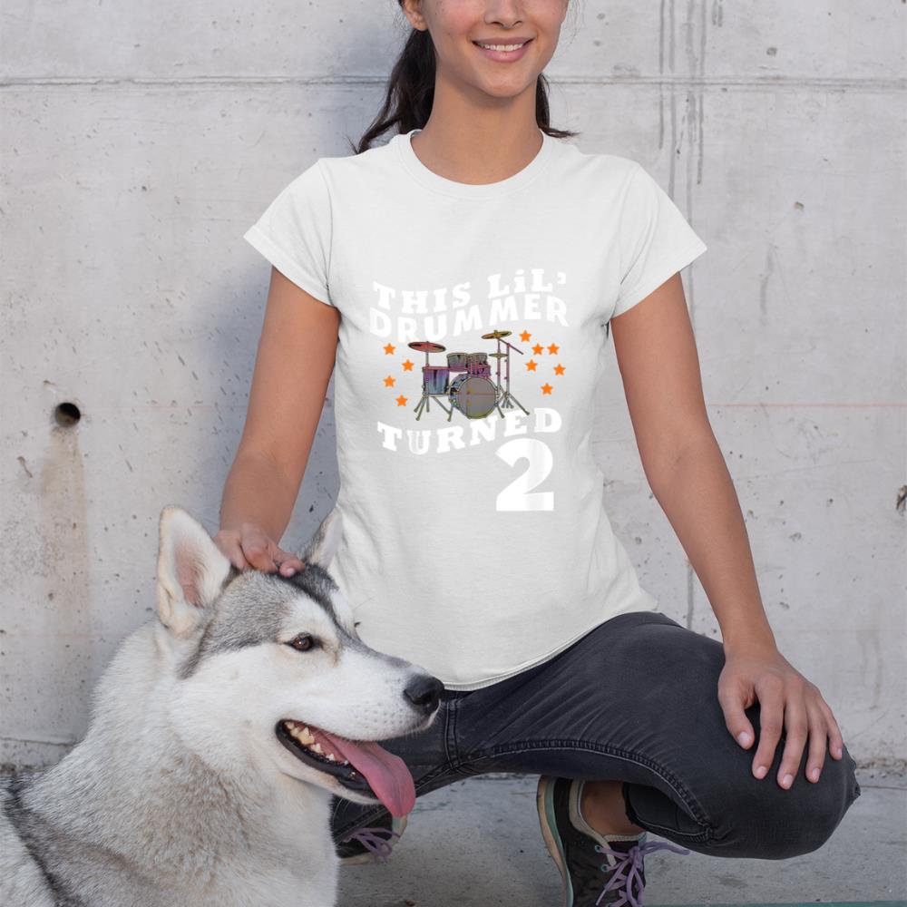 Kids This Lilu2019 Drummer Turned 2 Two Year Old Kids Birthday T-Shirt