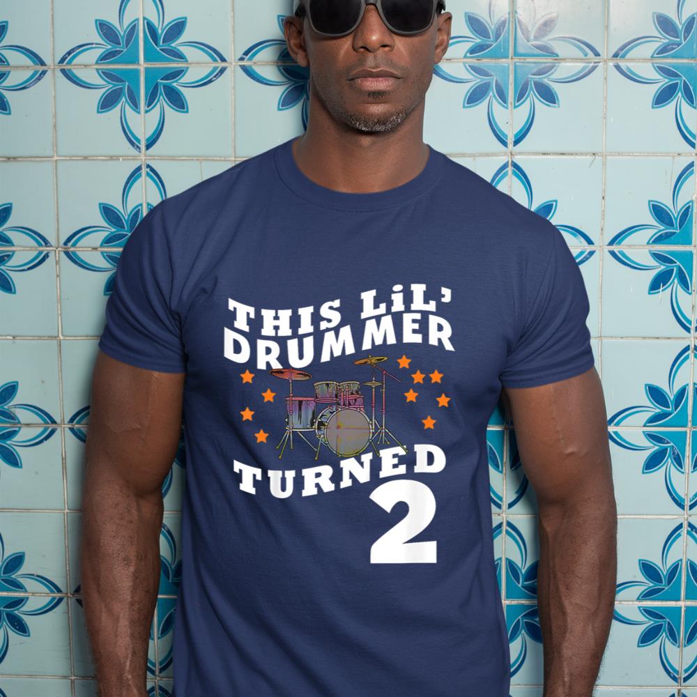 Kids This Lilu2019 Drummer Turned 2 Two Year Old Kids Birthday T-Shirt