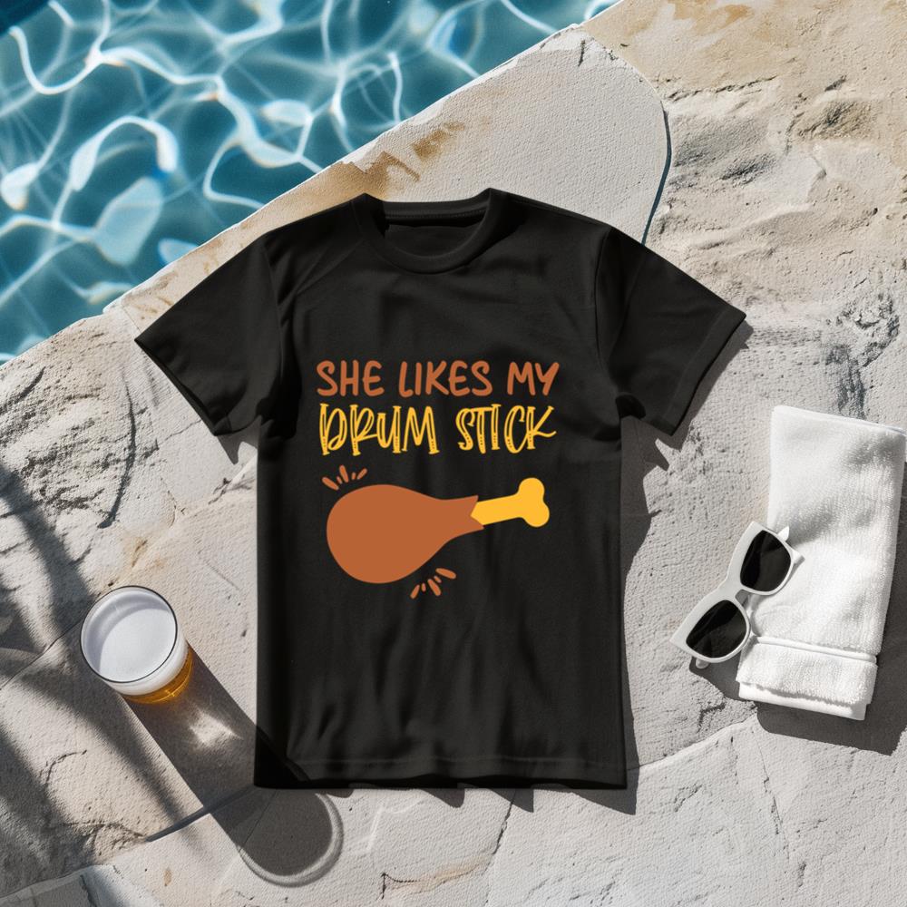 Matching Couple Fall Thanksgiving She Likes My Drum Stick Long Sleeve T-Shirt