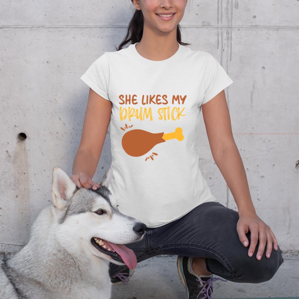 Matching Couple Fall Thanksgiving She Likes My Drum Stick Long Sleeve T-Shirt