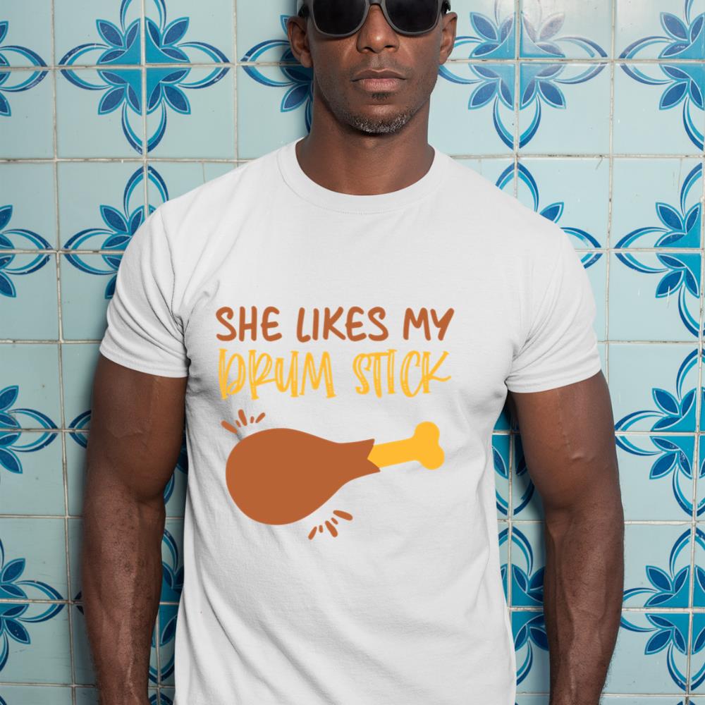Matching Couple Fall Thanksgiving She Likes My Drum Stick Long Sleeve T-Shirt