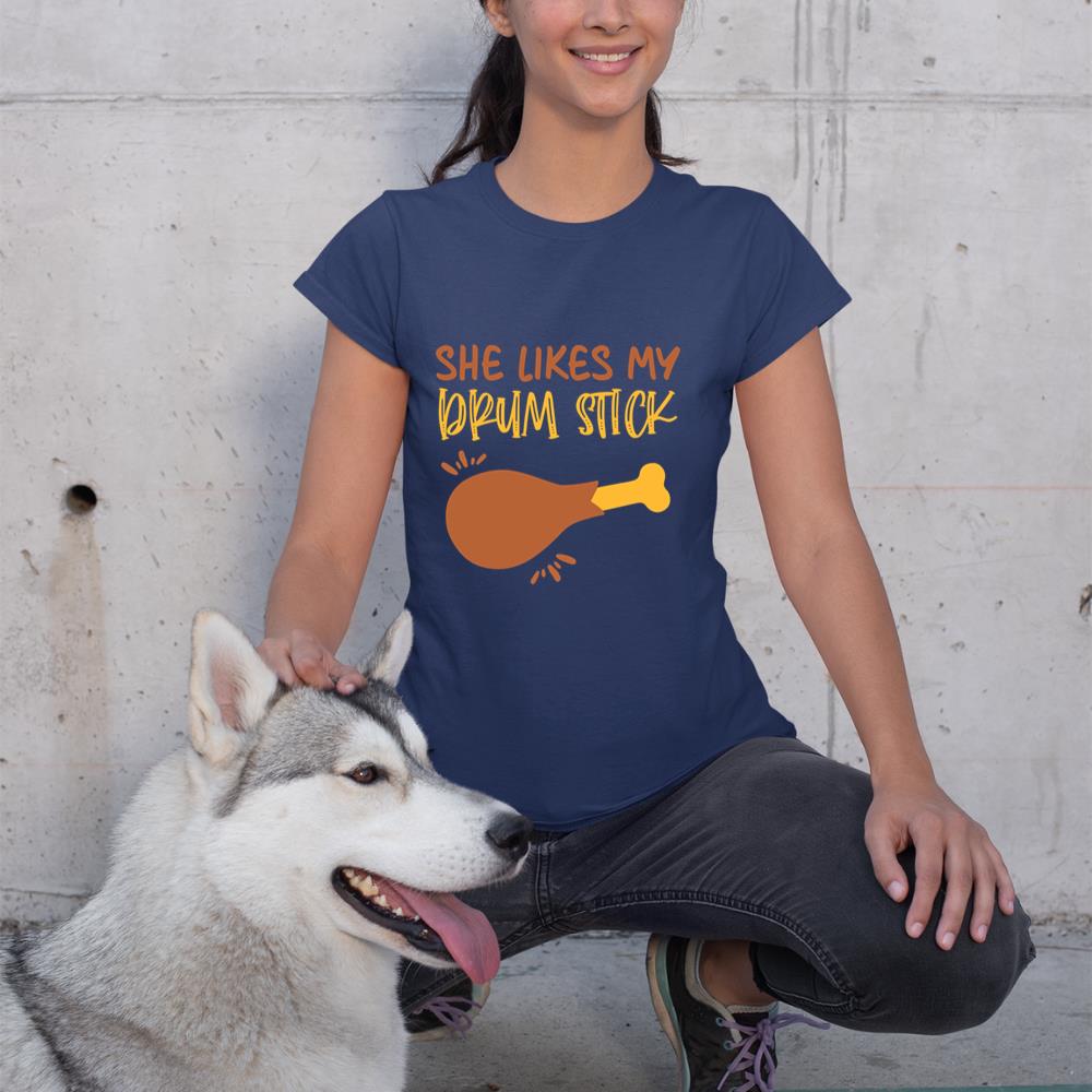Matching Couple Fall Thanksgiving She Likes My Drum Stick Long Sleeve T-Shirt