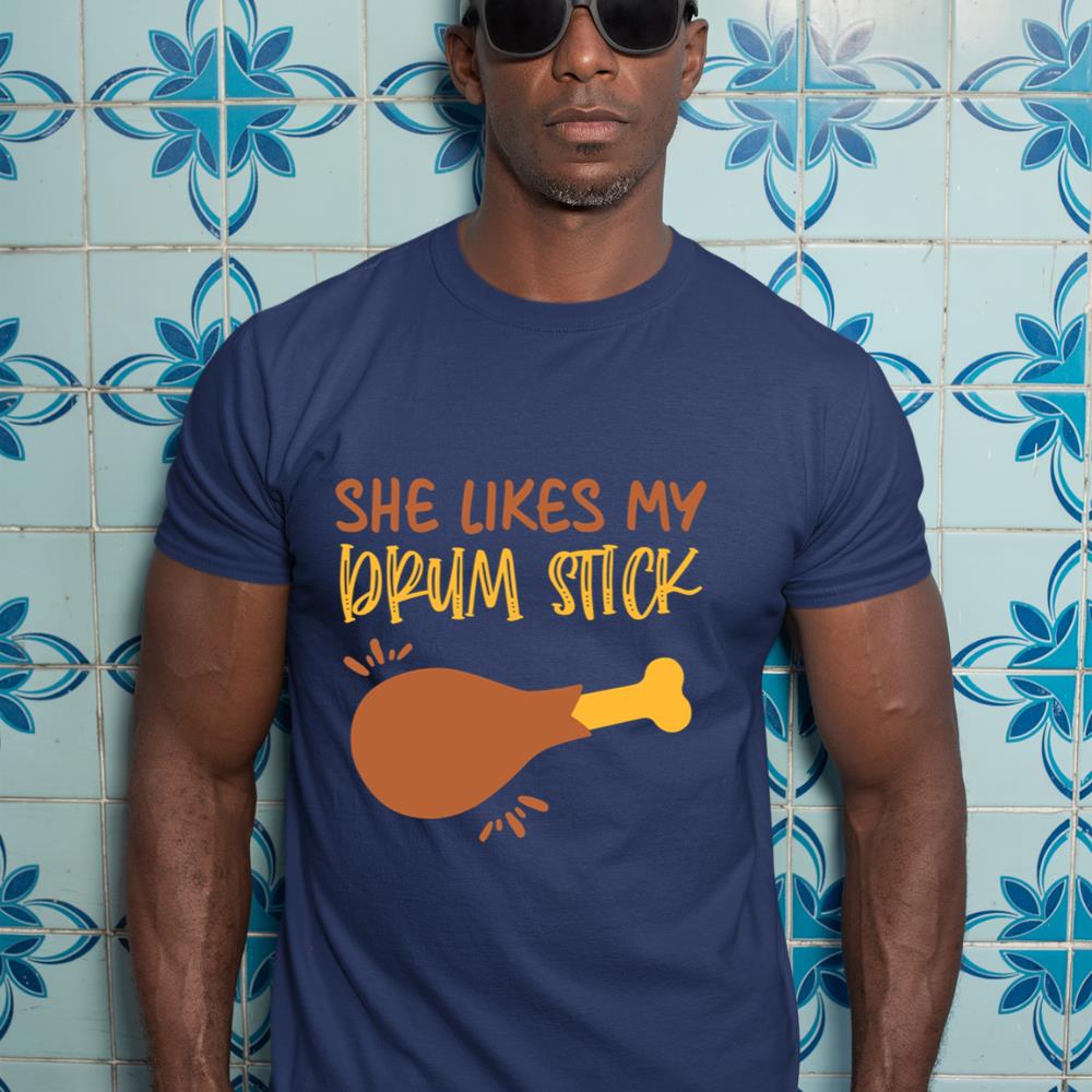 Matching Couple Fall Thanksgiving She Likes My Drum Stick Long Sleeve T-Shirt