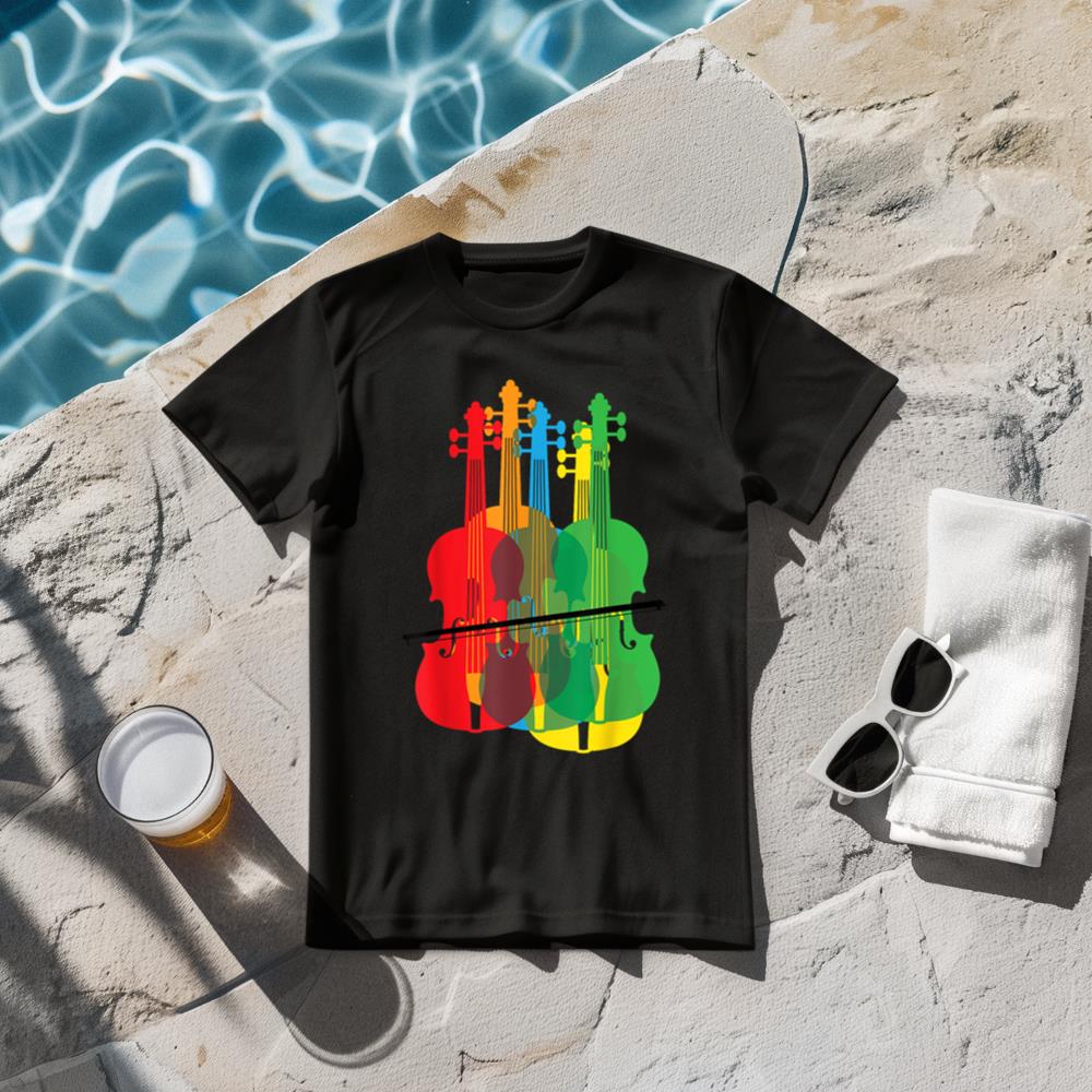 Multicolored Violins Birthday Gift For Musicians T-Shirt