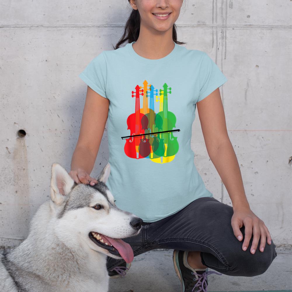 Multicolored Violins Birthday Gift For Musicians T-Shirt
