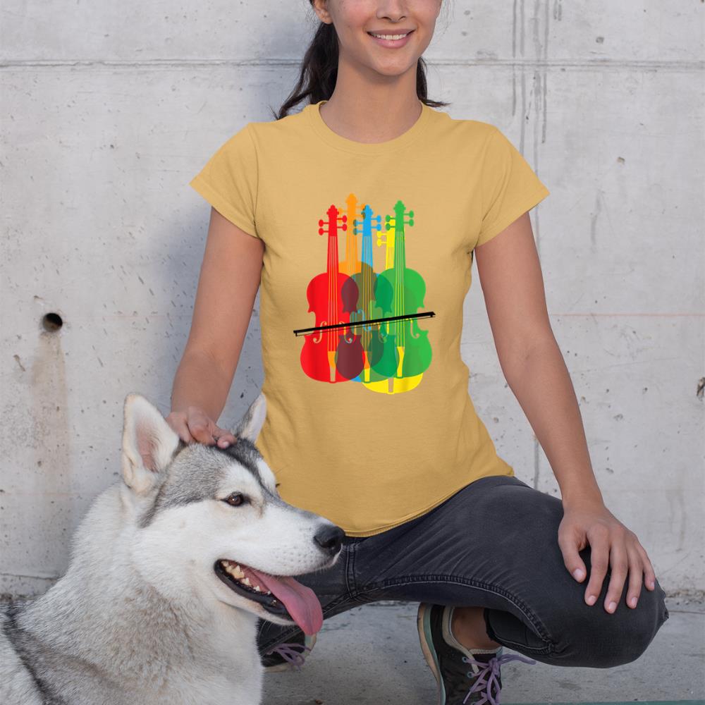 Multicolored Violins Birthday Gift For Musicians T-Shirt
