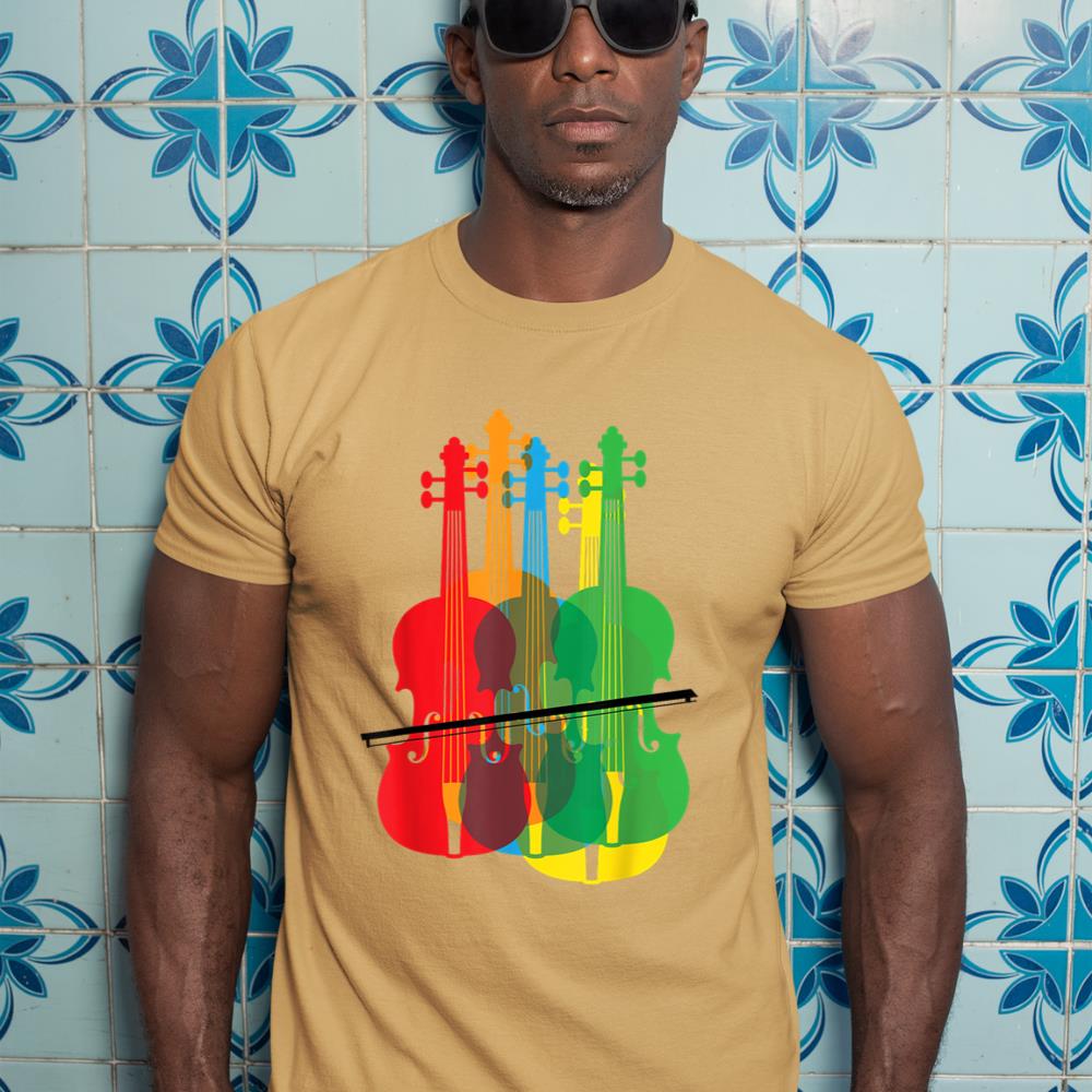 Multicolored Violins Birthday Gift For Musicians T-Shirt