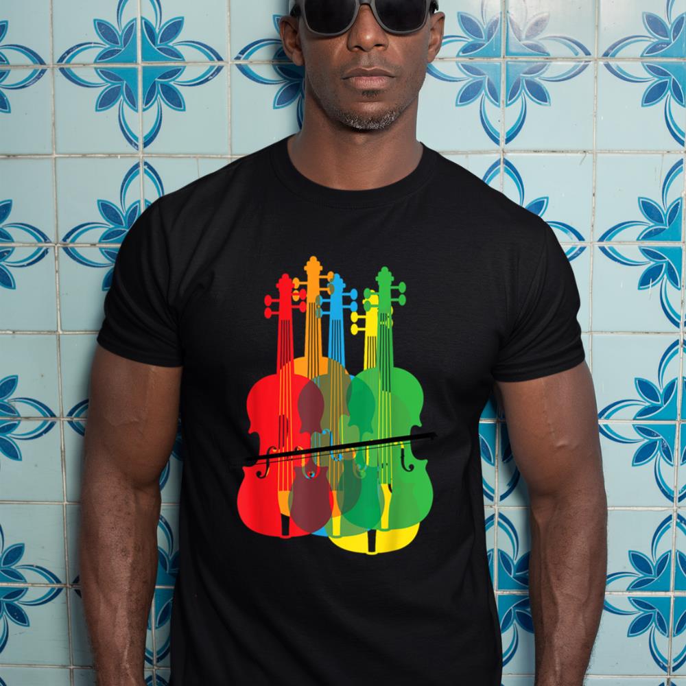 Multicolored Violins Birthday Gift For Musicians T-Shirt