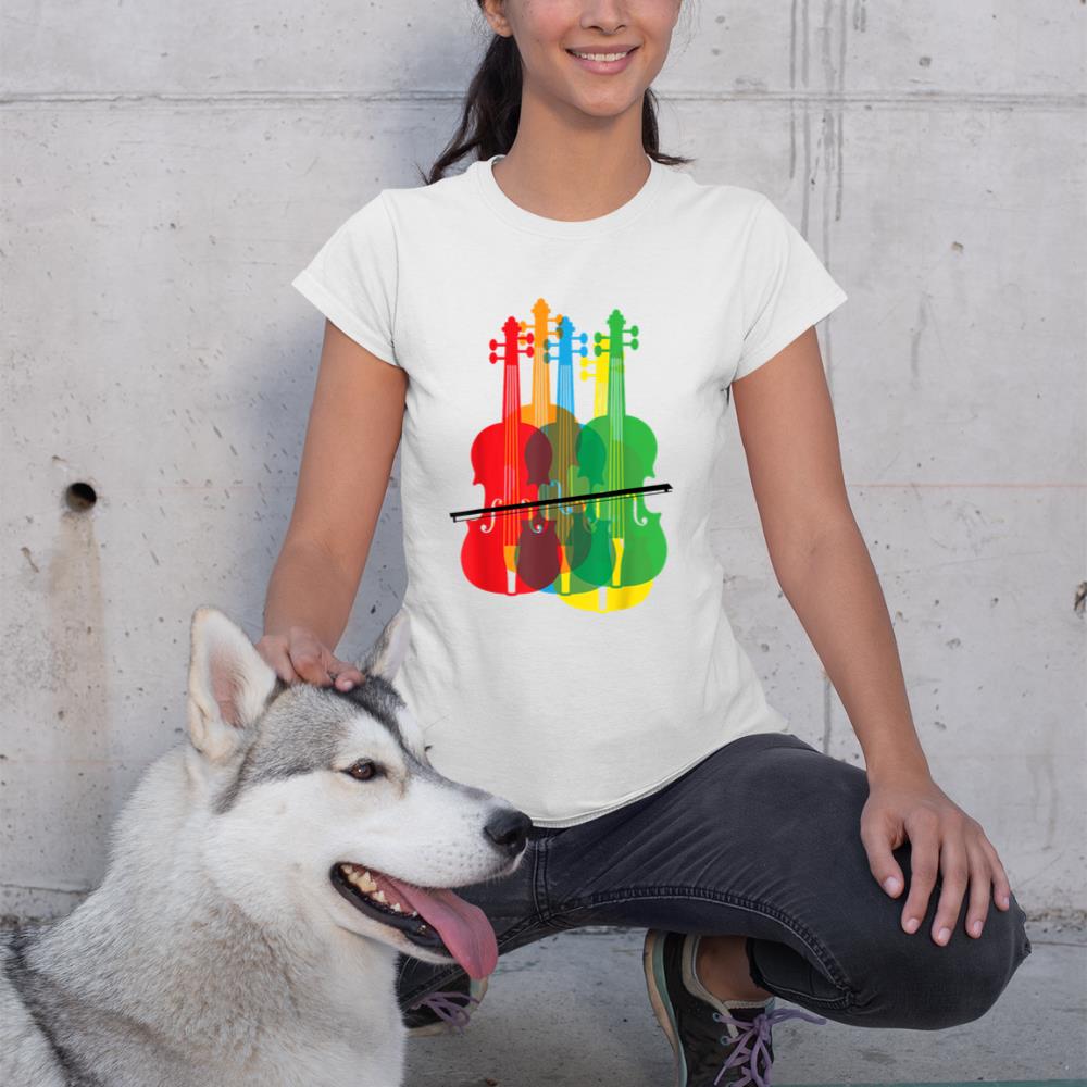 Multicolored Violins Birthday Gift For Musicians T-Shirt