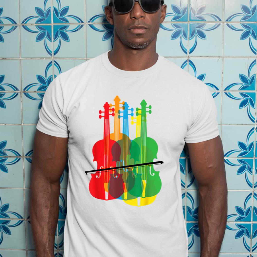 Multicolored Violins Birthday Gift For Musicians T-Shirt