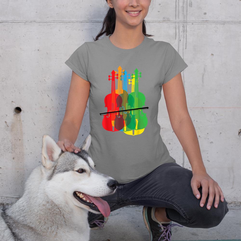 Multicolored Violins Birthday Gift For Musicians T-Shirt