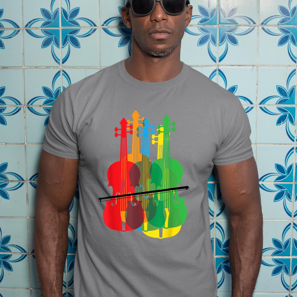 Multicolored Violins Birthday Gift For Musicians T-Shirt