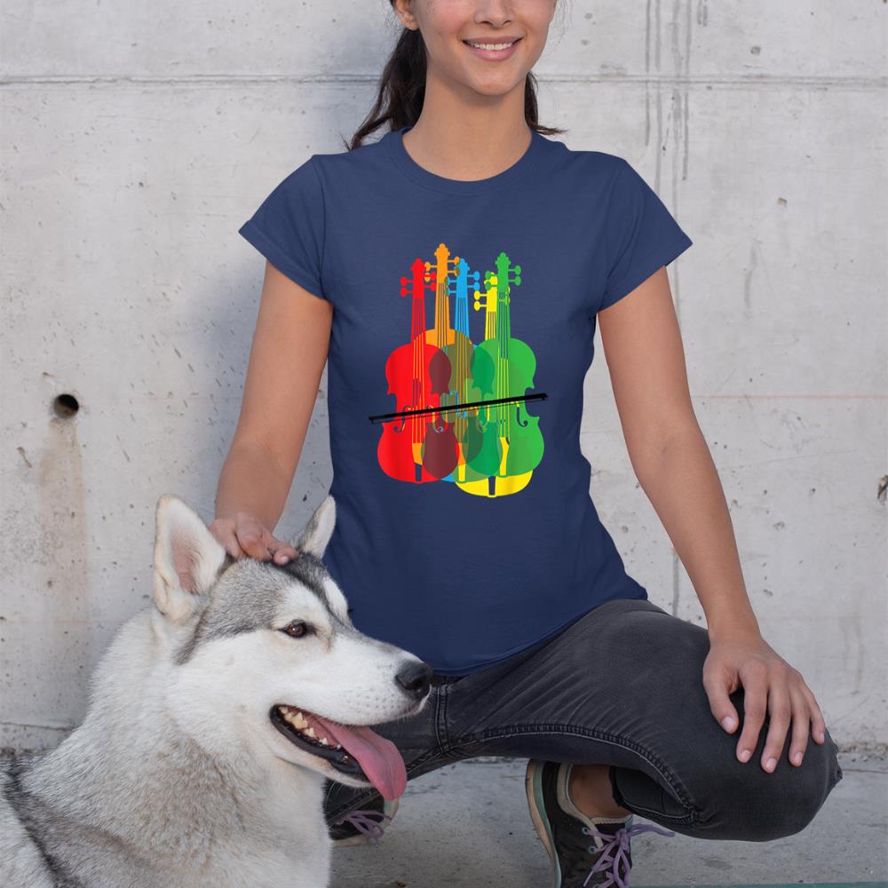 Multicolored Violins Birthday Gift For Musicians T-Shirt