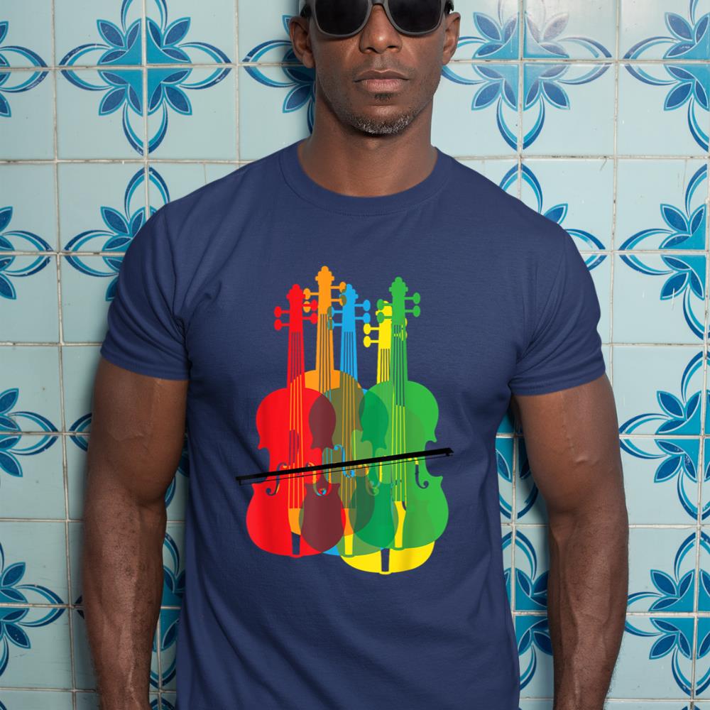Multicolored Violins Birthday Gift For Musicians T-Shirt