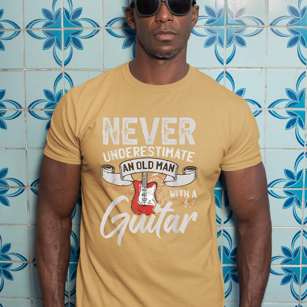 Never Underestimate An Old Man With A Guitar T-Shirt