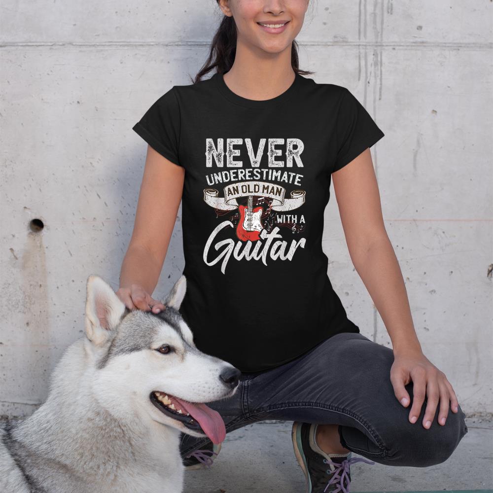 Never Underestimate An Old Man With A Guitar T-Shirt