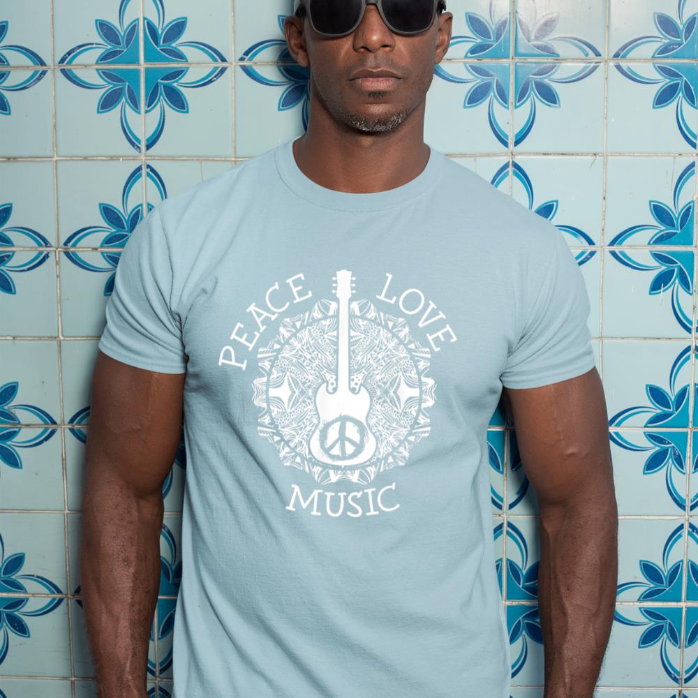 Peace love music shirt - Guitar TShirt Dad Rock star Gift T-Shirt