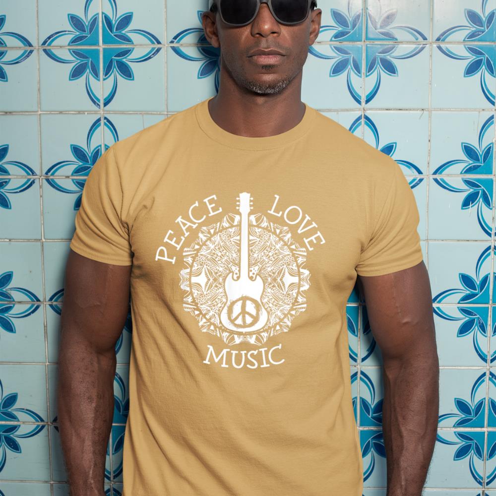 Peace love music shirt - Guitar TShirt Dad Rock star Gift T-Shirt