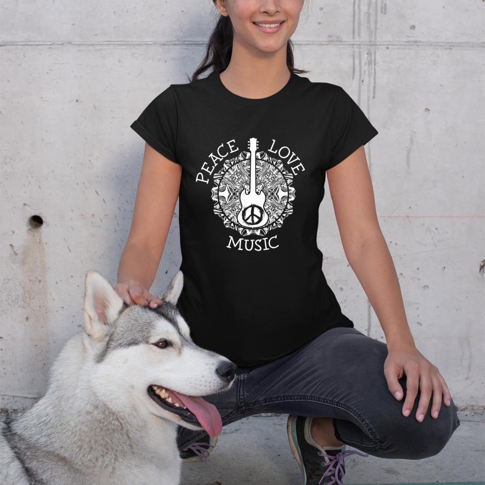 Peace love music shirt - Guitar TShirt Dad Rock star Gift T-Shirt