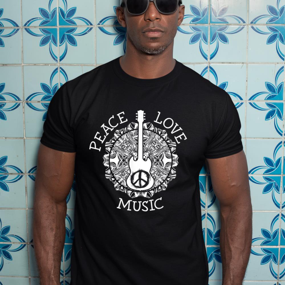 Peace love music shirt - Guitar TShirt Dad Rock star Gift T-Shirt
