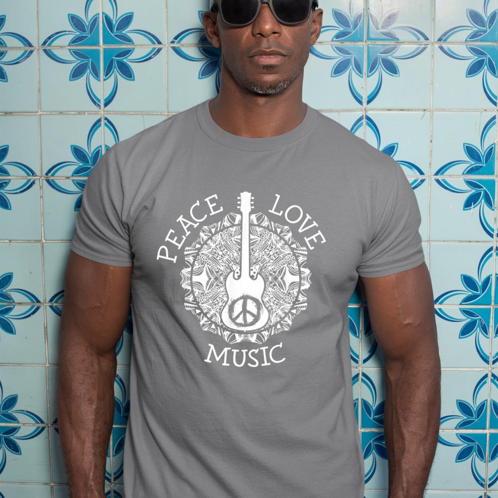 Peace love music shirt - Guitar TShirt Dad Rock star Gift T-Shirt
