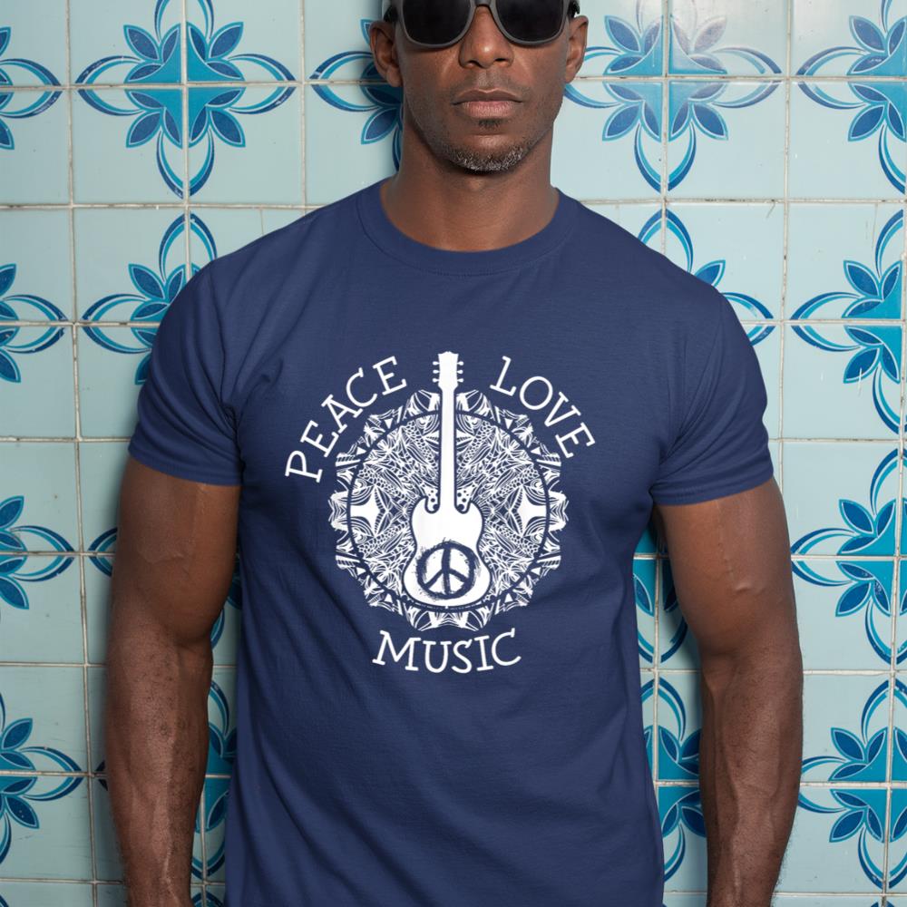 Peace love music shirt - Guitar TShirt Dad Rock star Gift T-Shirt