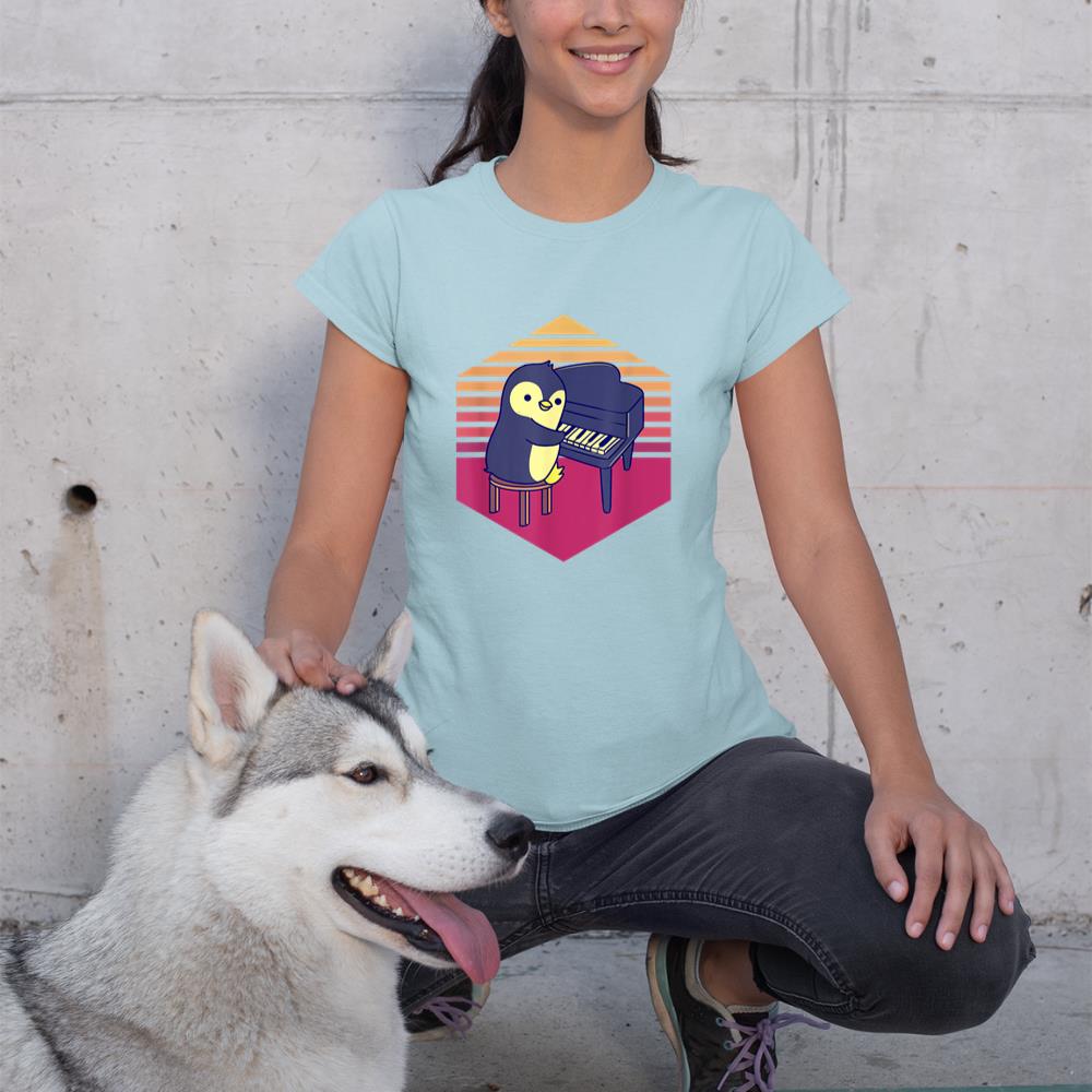 Penguin Playing Piano Vintage T-Shirt