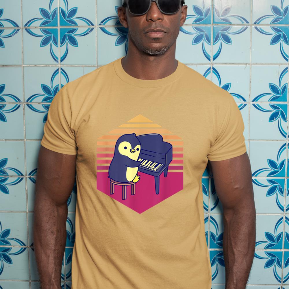 Penguin Playing Piano Vintage T-Shirt